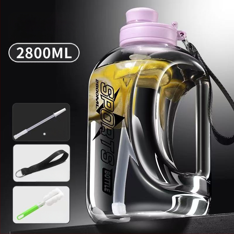 Nagy kapacitású műanyag pohár, magas hőmérsékletnek ellenálló víztartály, tonnás hordós fitnesz vízforraló, hordozható, cseppálló szívószálas űrpohár