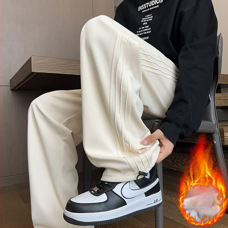 Moodsad brändi lahtised spordipüksid, meeste sügis- ja talvefliisvoodriga Ameerika stiilis retro laiad püksid, teismelise äravoolu vabaajapüksid, moodsad