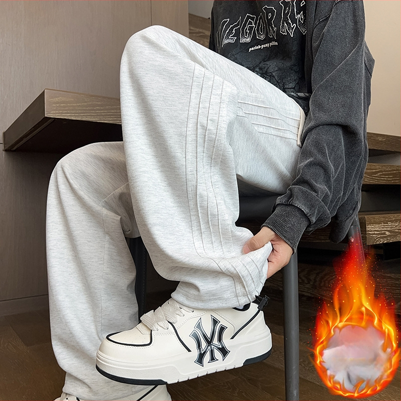 Moodsad brändi lahtised spordipüksid, meeste sügis- ja talvefliisvoodriga Ameerika stiilis retro laiad püksid, teismelise äravoolu vabaajapüksid, moodsad