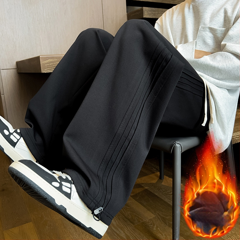 Moodsad brändi lahtised spordipüksid, meeste sügis- ja talvefliisvoodriga Ameerika stiilis retro laiad püksid, teismelise äravoolu vabaajapüksid, moodsad