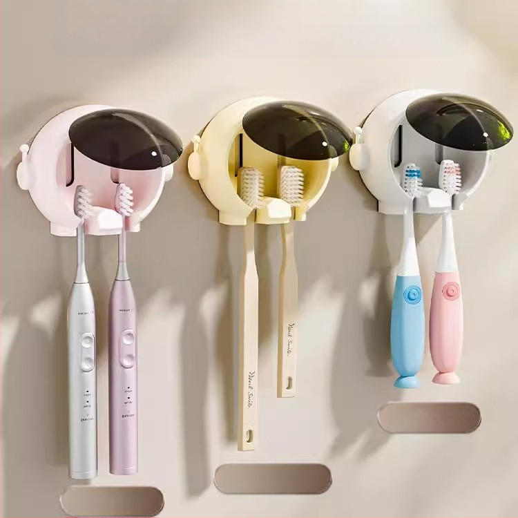Dantų šepetėlių stovas, montuojamas ant sienos, be perforatorių, animacinis, tualeto, vonios kambario, elektrinių dantų šepetėlių sieninis stovas