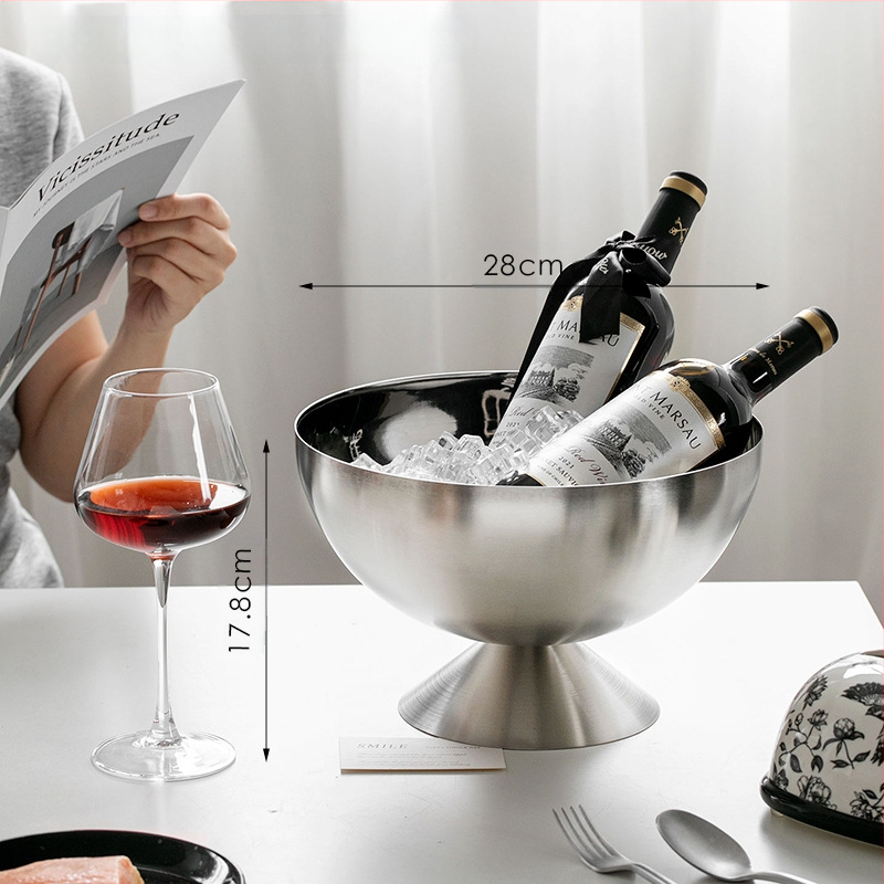 „Crossborder“ nerūdijančio plieno šampano dubenėlis, ledo kibirėlis, baras, ledo kubeliai, ledas, vynas, alus, raudonasis vynas, ledo kubeliai, ledo kibirėlis, punšo dubenėlis