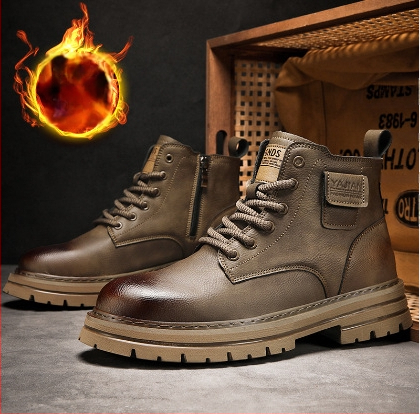 2024 m. „Martin Boots“ vyriški aukštakulniai britiško stiliaus aukštakulniai batai, vyriški juodi darbo batai, odiniai batai, vintažiniai motociklininkų batai su vilnos pamušalu.