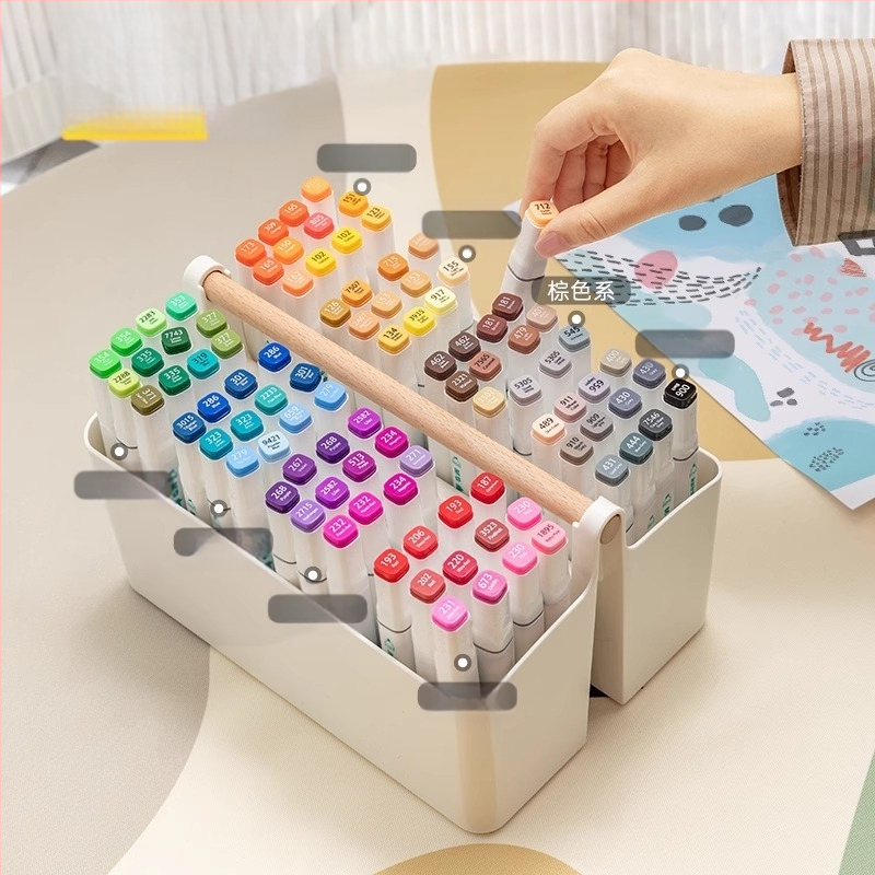 Marķēšanas pildspalvu uzglabāšanas kaste, pārnēsājama, lielas ietilpības bērnu studentu rakstāmgalds, akvareļu zīmuļu kancelejas piederumu otiņa, daudzfunkcionāls pildspalvu turētājs