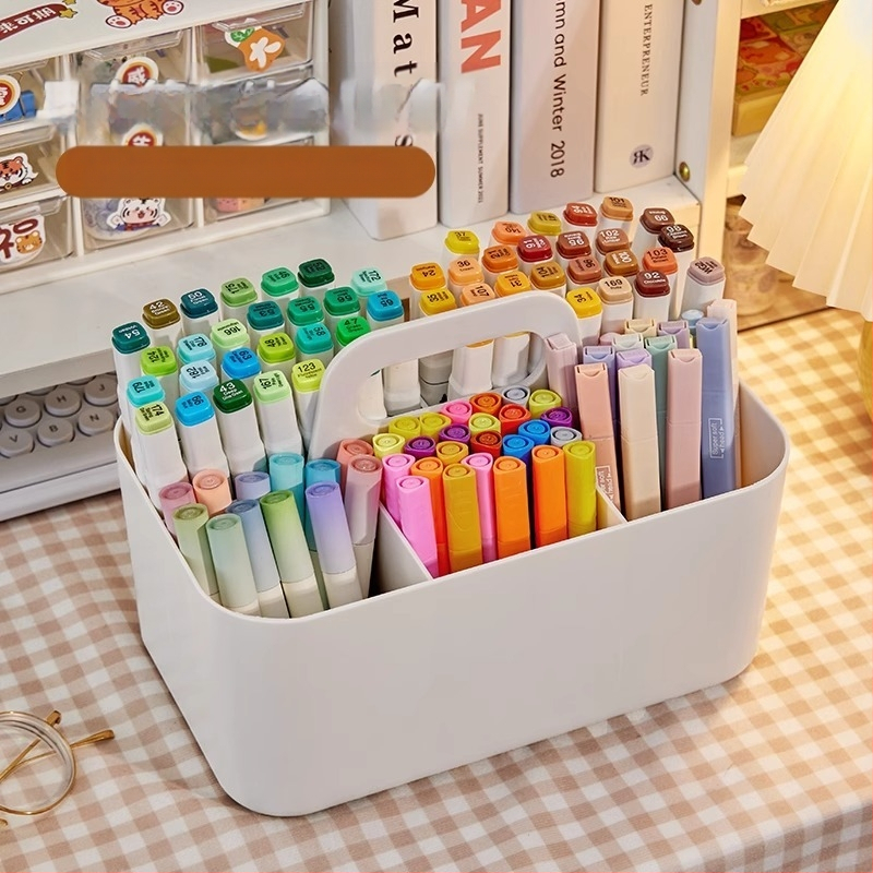 Marķēšanas pildspalvu uzglabāšanas kaste, pārnēsājama, lielas ietilpības bērnu studentu rakstāmgalds, akvareļu zīmuļu kancelejas piederumu otiņa, daudzfunkcionāls pildspalvu turētājs