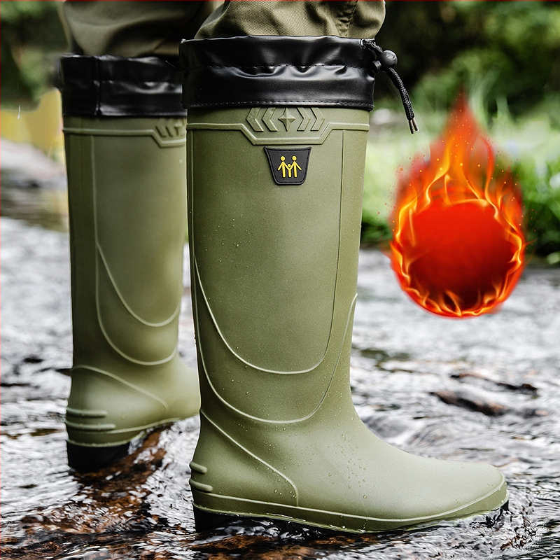 Vyriški guminiai batai, atsparūs lietui ir vandeniui, aukštos kokybės vilnos pamušalu, neslystantys, atsparūs dilimui, apsaugantys nuo darbo, žvejybai, ilgaamžiai guminiai batai.