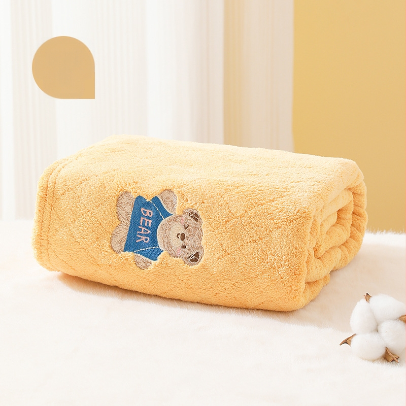 Kūdikio rankšluostis, sugeriantis koralų spalvos aksominis rankšluostis, sustorintas vaikiškas pledas, siuvinėtas su animacinių filmukų raštu, minkšta medvilnė, naujagimiui