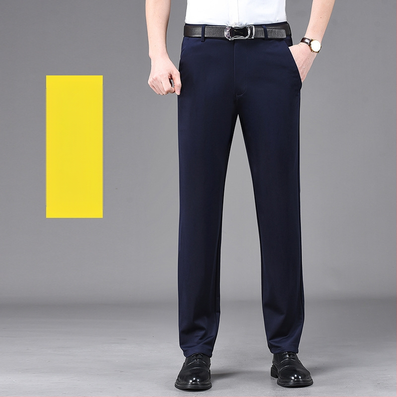 Határokon átnyúló, lezser nadrágok generációja, férfi egyenes szabású, négy évszakos, laza, vasalhatatlan hosszú nadrág, rugalmas öltönynadrág