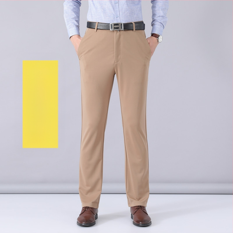 Határokon átnyúló, lezser nadrágok generációja, férfi egyenes szabású, négy évszakos, laza, vasalhatatlan hosszú nadrág, rugalmas öltönynadrág