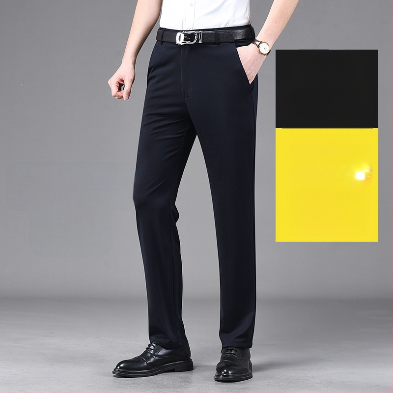 Határokon átnyúló, lezser nadrágok generációja, férfi egyenes szabású, négy évszakos, laza, vasalhatatlan hosszú nadrág, rugalmas öltönynadrág