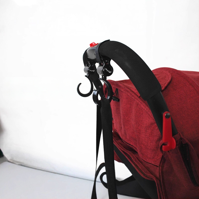 Jalutuskäru konks, laste jalutuskäru konksu lisatarvik, 360-kraadine pöörlev suur konks, vihmavarju jalutuskäru takjakinnitusega konks, 2 tk