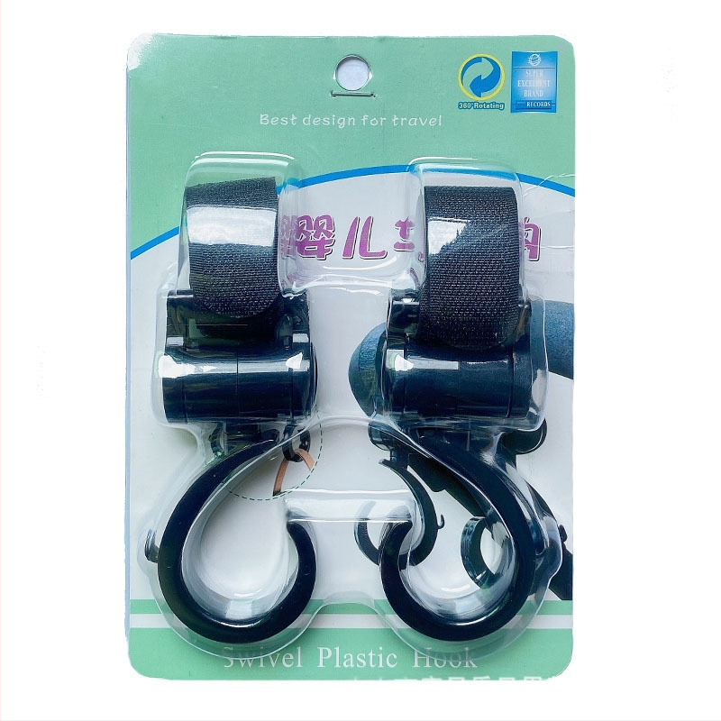 Jalutuskäru konks, laste jalutuskäru konksu lisatarvik, 360-kraadine pöörlev suur konks, vihmavarju jalutuskäru takjakinnitusega konks, 2 tk