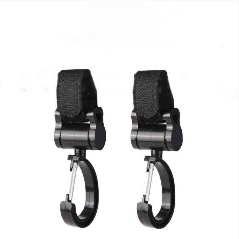 Jalutuskäru konks, laste jalutuskäru konksu lisatarvik, 360-kraadine pöörlev suur konks, vihmavarju jalutuskäru takjakinnitusega konks, 2 tk