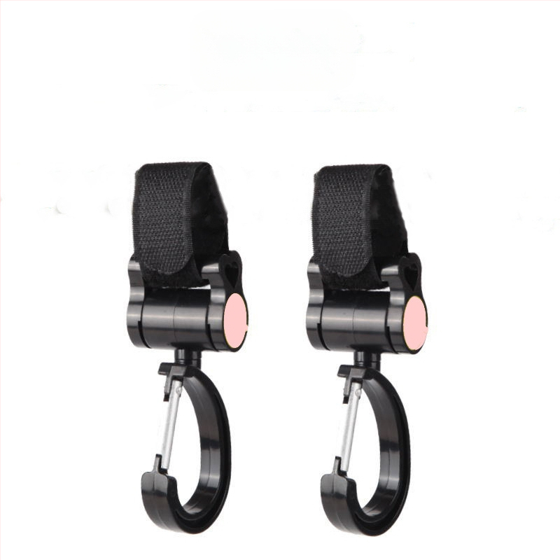 Jalutuskäru konks, laste jalutuskäru konksu lisatarvik, 360-kraadine pöörlev suur konks, vihmavarju jalutuskäru takjakinnitusega konks, 2 tk