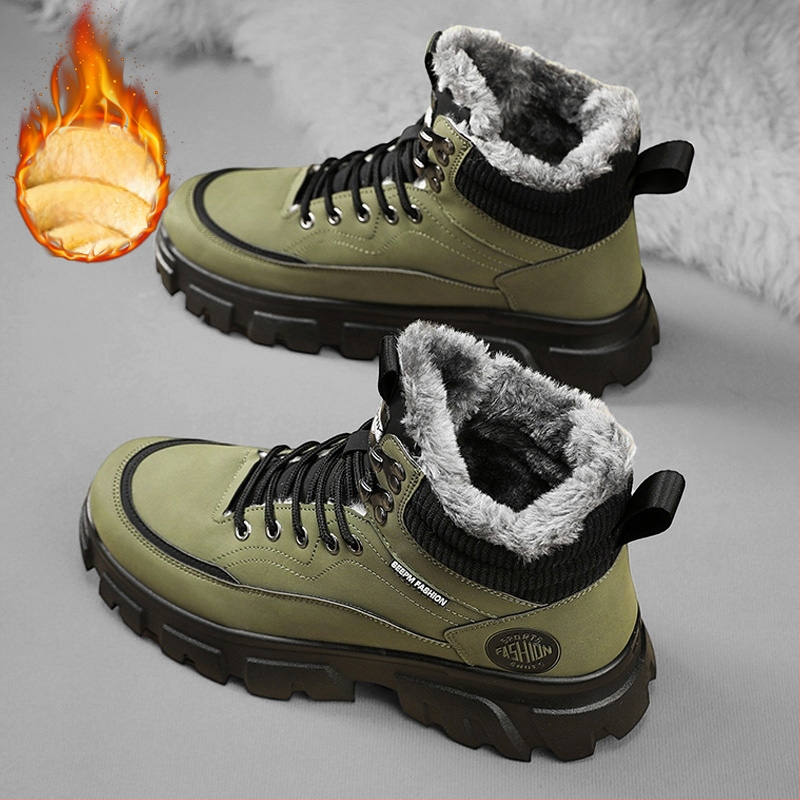 Kirde suured puuvillased kingad meeste talvised fliisvoodriga paksendatud soojad talvekingad Martin saapad meeste lumesaapad