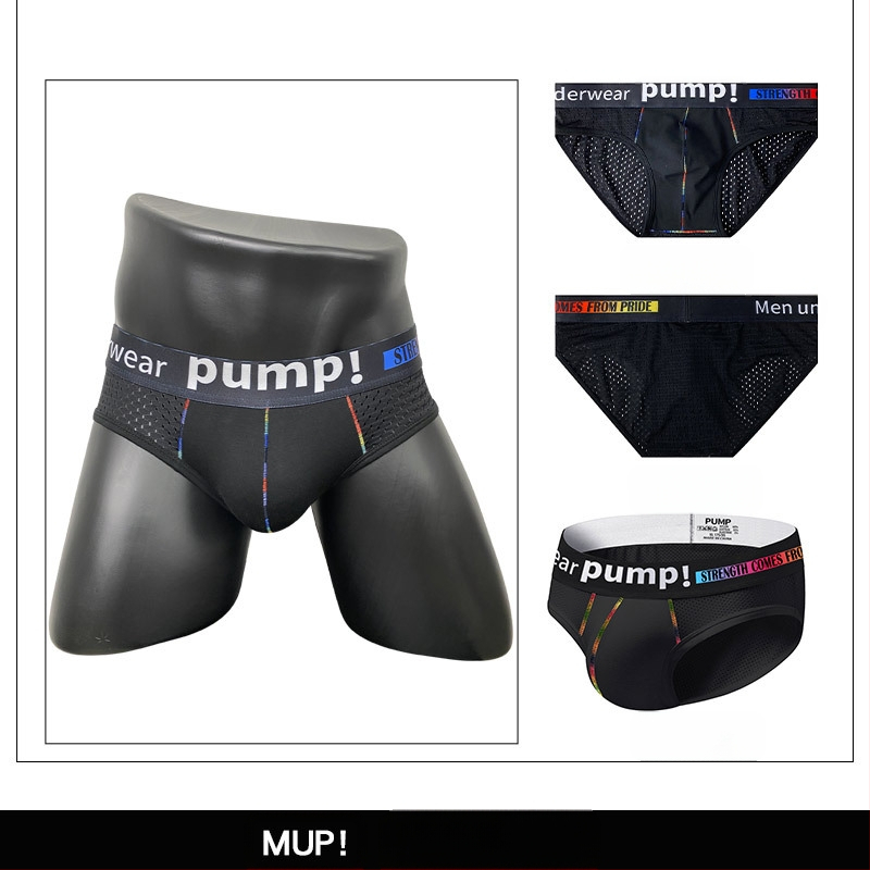 Ploni apatiniai su pumpukais, žemo liemens, aptempti, sėdmenis pakeliantys, madingi spalvų blokų vyriški sportiniai apatiniai, eksportuojamas vienas krepšys.