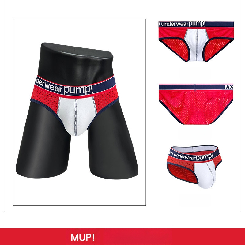 Ploni apatiniai su pumpukais, žemo liemens, aptempti, sėdmenis pakeliantys, madingi spalvų blokų vyriški sportiniai apatiniai, eksportuojamas vienas krepšys.