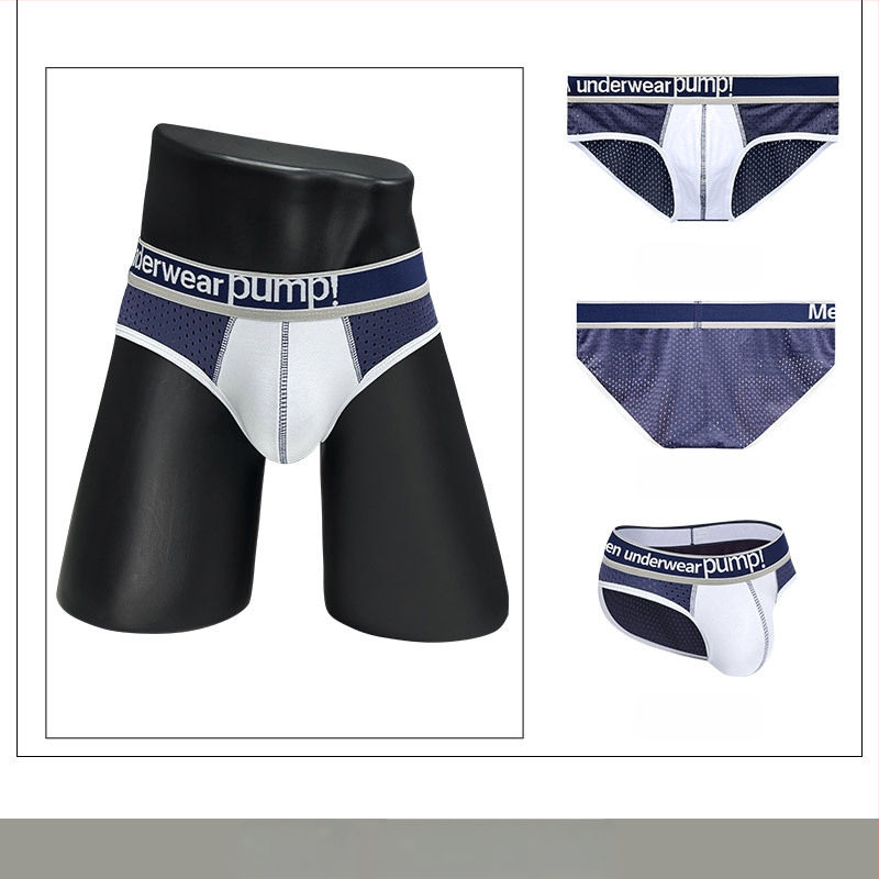 Ploni apatiniai su pumpukais, žemo liemens, aptempti, sėdmenis pakeliantys, madingi spalvų blokų vyriški sportiniai apatiniai, eksportuojamas vienas krepšys.