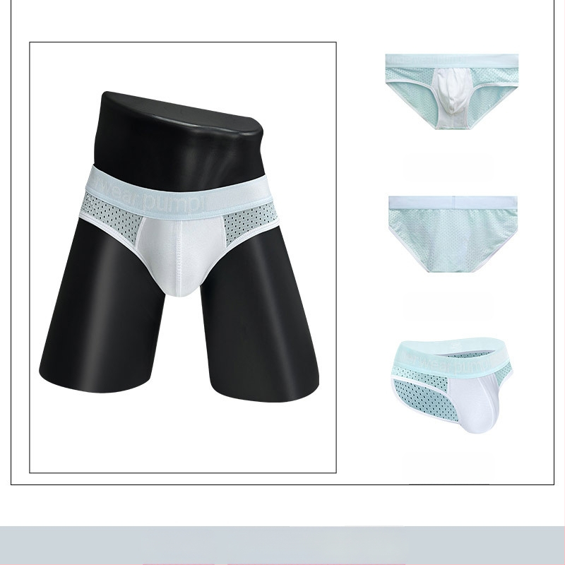 Ploni apatiniai su pumpukais, žemo liemens, aptempti, sėdmenis pakeliantys, madingi spalvų blokų vyriški sportiniai apatiniai, eksportuojamas vienas krepšys.