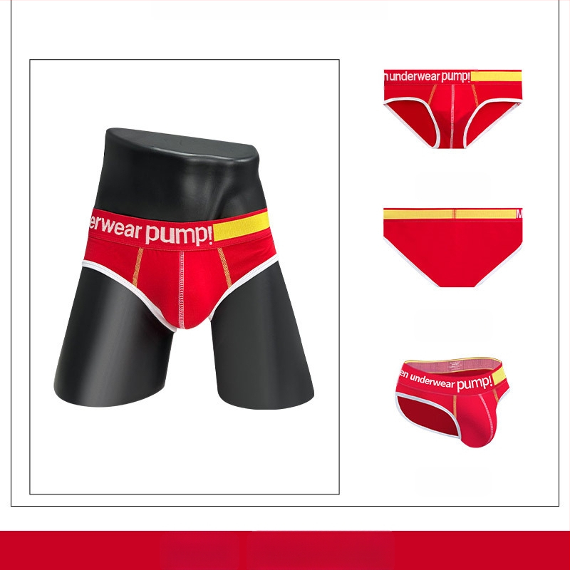Ploni apatiniai su pumpukais, žemo liemens, aptempti, sėdmenis pakeliantys, madingi spalvų blokų vyriški sportiniai apatiniai, eksportuojamas vienas krepšys.
