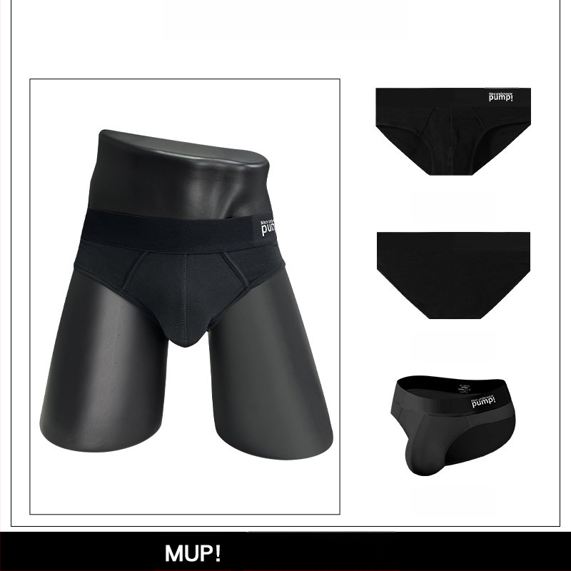 Ploni apatiniai su pumpukais, žemo liemens, aptempti, sėdmenis pakeliantys, madingi spalvų blokų vyriški sportiniai apatiniai, eksportuojamas vienas krepšys.