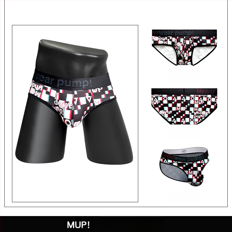 Ploni apatiniai su pumpukais, žemo liemens, aptempti, sėdmenis pakeliantys, madingi spalvų blokų vyriški sportiniai apatiniai, eksportuojamas vienas krepšys.
