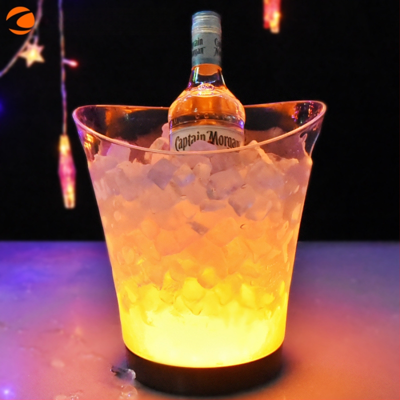 Tiesioginis gamyklinis pardavimas Šviečiantis ledo kibirėlis su reklaminiu plastikiniu šviečiančiu ledo kibirėliu KTV spalvingas LED ledo kibirėlis