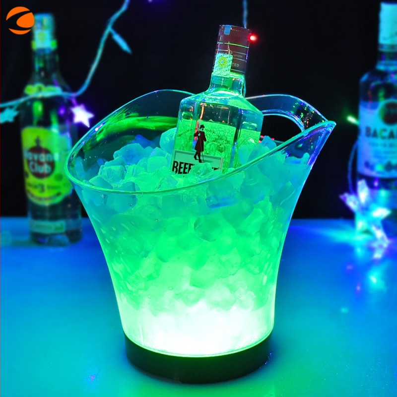 Tiesioginis gamyklinis pardavimas Šviečiantis ledo kibirėlis su reklaminiu plastikiniu šviečiančiu ledo kibirėliu KTV spalvingas LED ledo kibirėlis