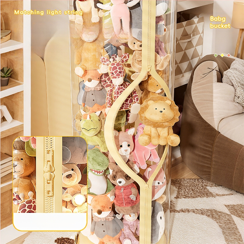 Didelės talpos kibirėlis-lėlė, pliušinis žaislas, užtrauktukas-lėlė, permatoma buitinė technika, didelės vertės artefaktas