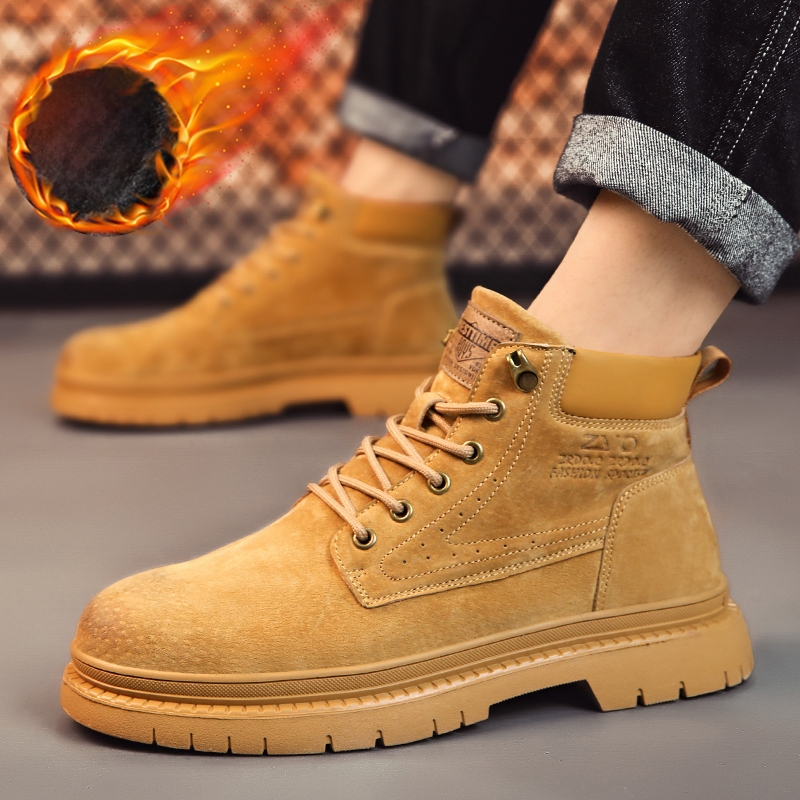 Martin Boots meeste kevad- ja sügiskingad, paksu tallaga, Tooling meeste pehme tallaga, avamisvarrukaga rabarberivärvi saapad, fliisvoodriga talvised puuvillased kingad.