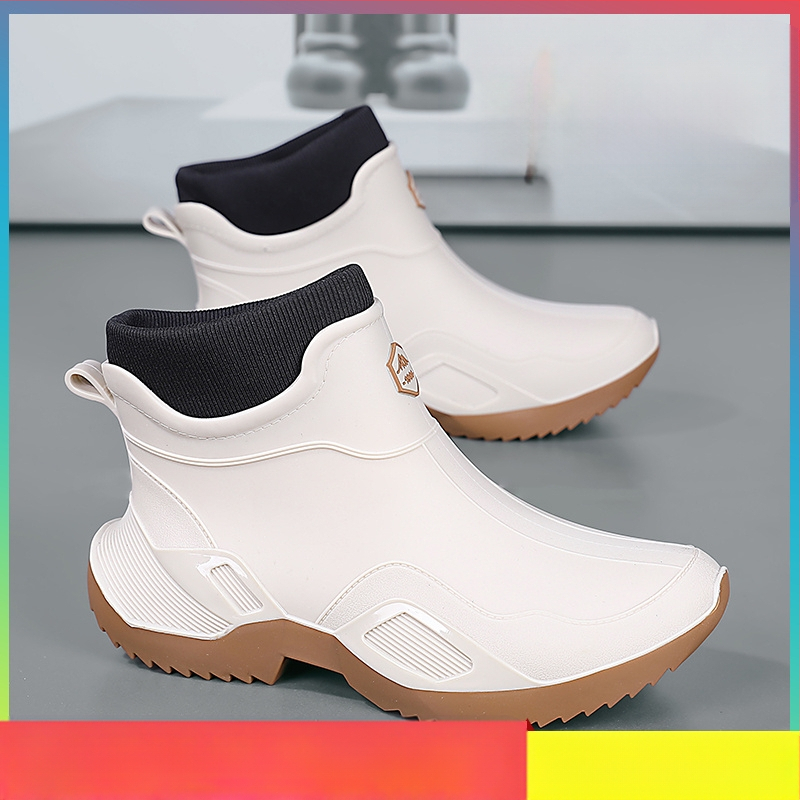 Meeste kevadsaapad köögitööriietusele vastupidavad veekingad Takeaway Rider mustad töökaitsega vihmasaapad