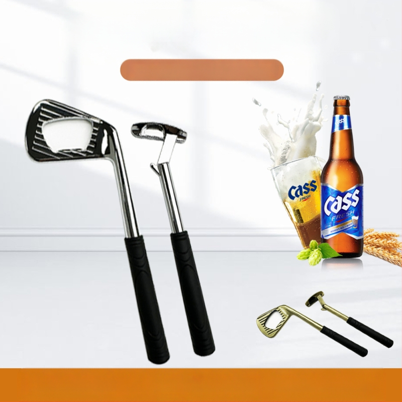 Tiesioginio gamyklinio pardavimo cinko lydinio golfo geležies formos kūrybinis alaus butelių atidarytuvas metalinis butelių atidarytuvas su kryžminiu kraštu yra sandėlyje