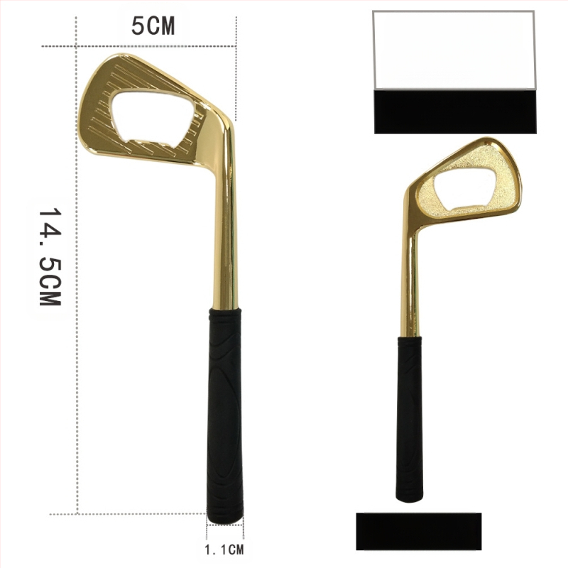 Tiesioginio gamyklinio pardavimo cinko lydinio golfo geležies formos kūrybinis alaus butelių atidarytuvas metalinis butelių atidarytuvas su kryžminiu kraštu yra sandėlyje