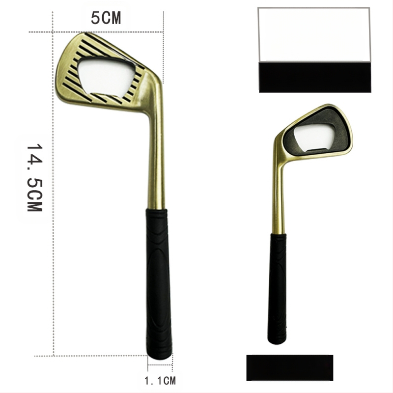 Tiesioginio gamyklinio pardavimo cinko lydinio golfo geležies formos kūrybinis alaus butelių atidarytuvas metalinis butelių atidarytuvas su kryžminiu kraštu yra sandėlyje