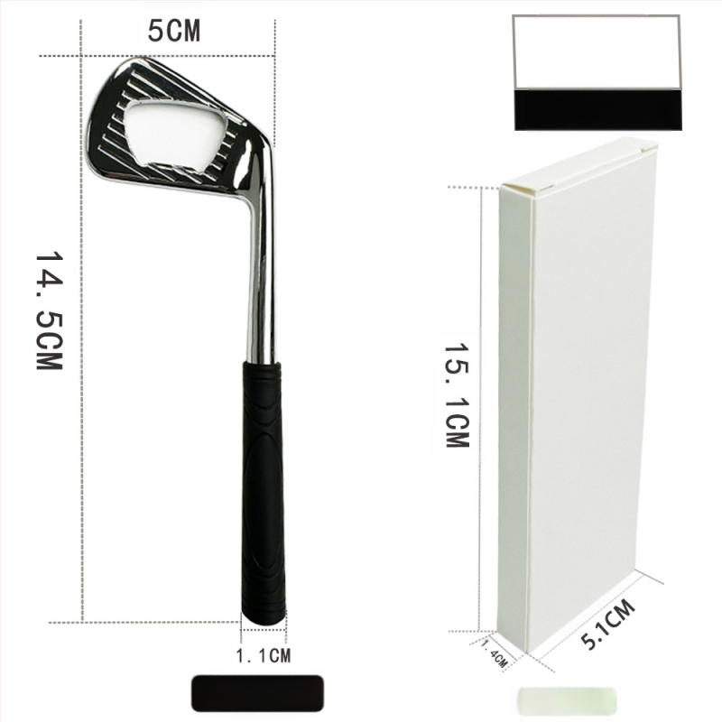 Tiesioginio gamyklinio pardavimo cinko lydinio golfo geležies formos kūrybinis alaus butelių atidarytuvas metalinis butelių atidarytuvas su kryžminiu kraštu yra sandėlyje