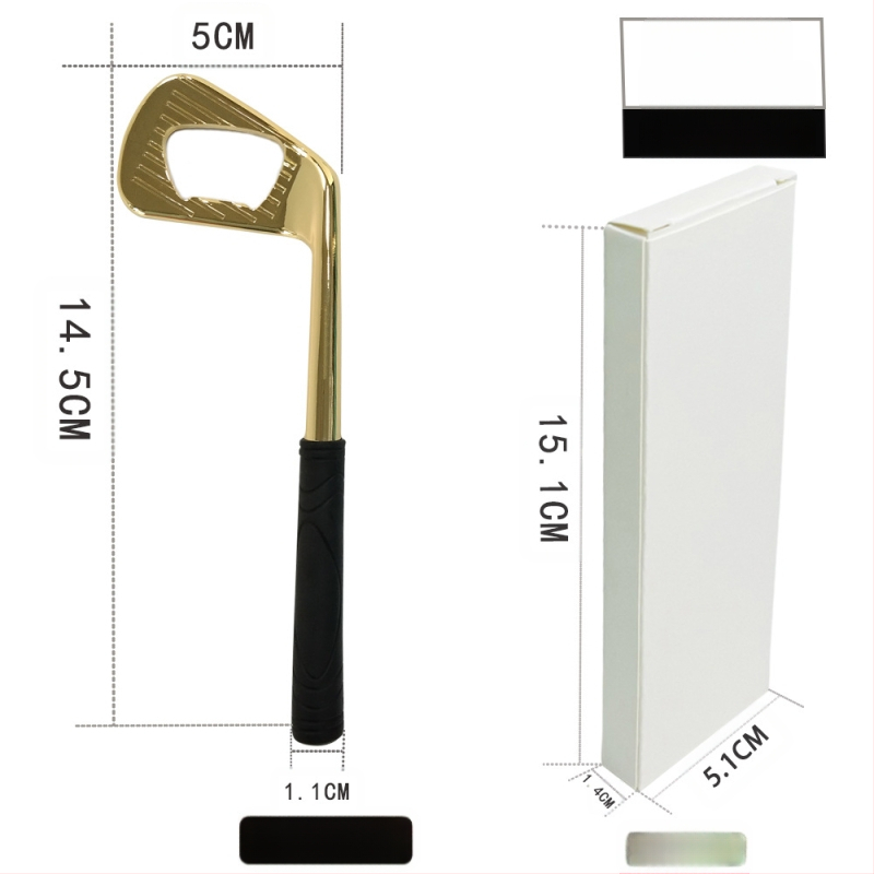 Tiesioginio gamyklinio pardavimo cinko lydinio golfo geležies formos kūrybinis alaus butelių atidarytuvas metalinis butelių atidarytuvas su kryžminiu kraštu yra sandėlyje