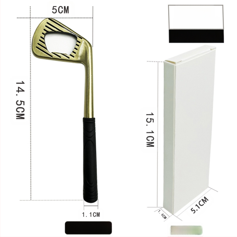 Tiesioginio gamyklinio pardavimo cinko lydinio golfo geležies formos kūrybinis alaus butelių atidarytuvas metalinis butelių atidarytuvas su kryžminiu kraštu yra sandėlyje