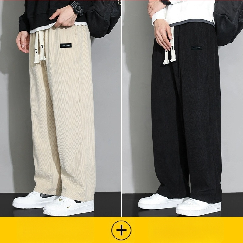 Meeste rähni velvetist püksid 2025. aasta suvel uued lahtised sirged dressipüksid sportlikud vabaaja pikad püksid