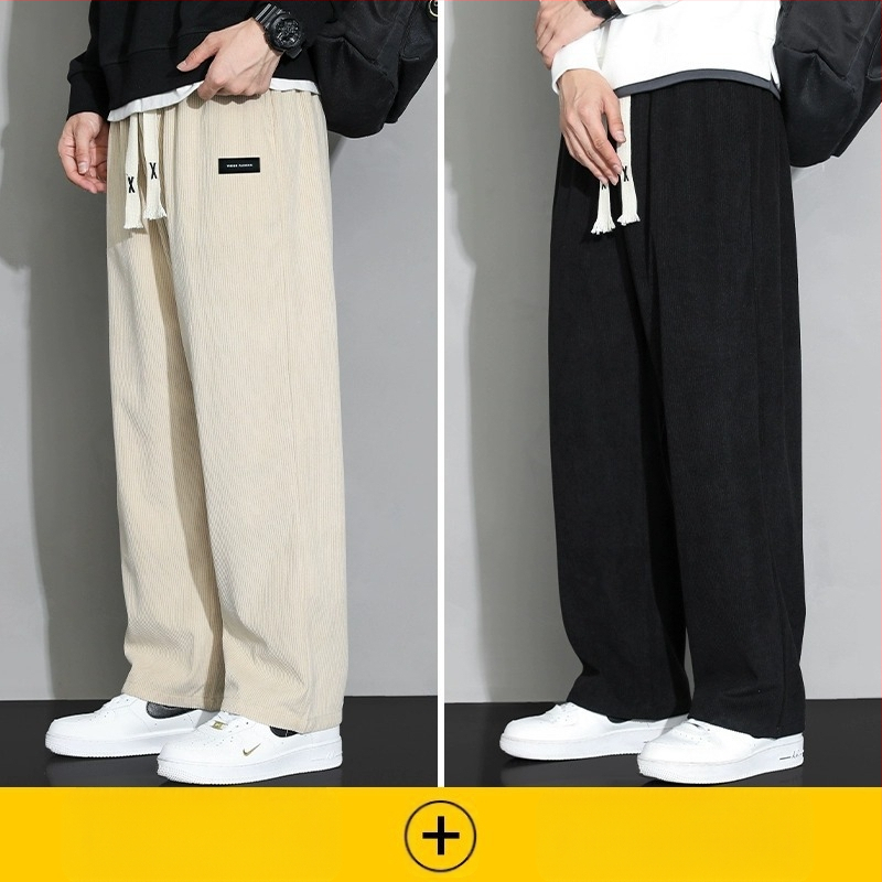 Meeste rähni velvetist püksid 2025. aasta suvel uued lahtised sirged dressipüksid sportlikud vabaaja pikad püksid