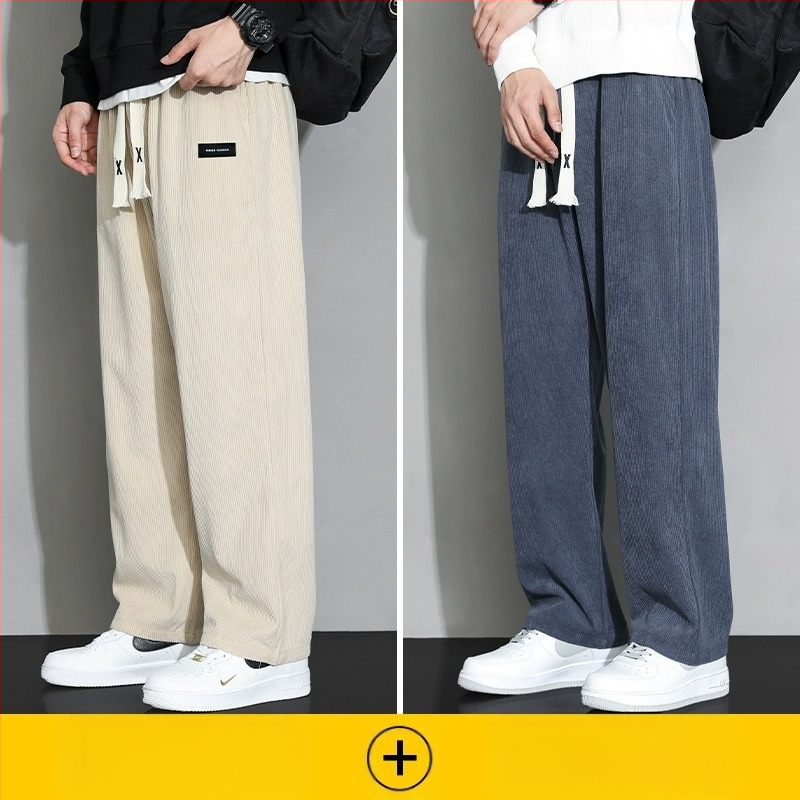 Meeste rähni velvetist püksid 2025. aasta suvel uued lahtised sirged dressipüksid sportlikud vabaaja pikad püksid