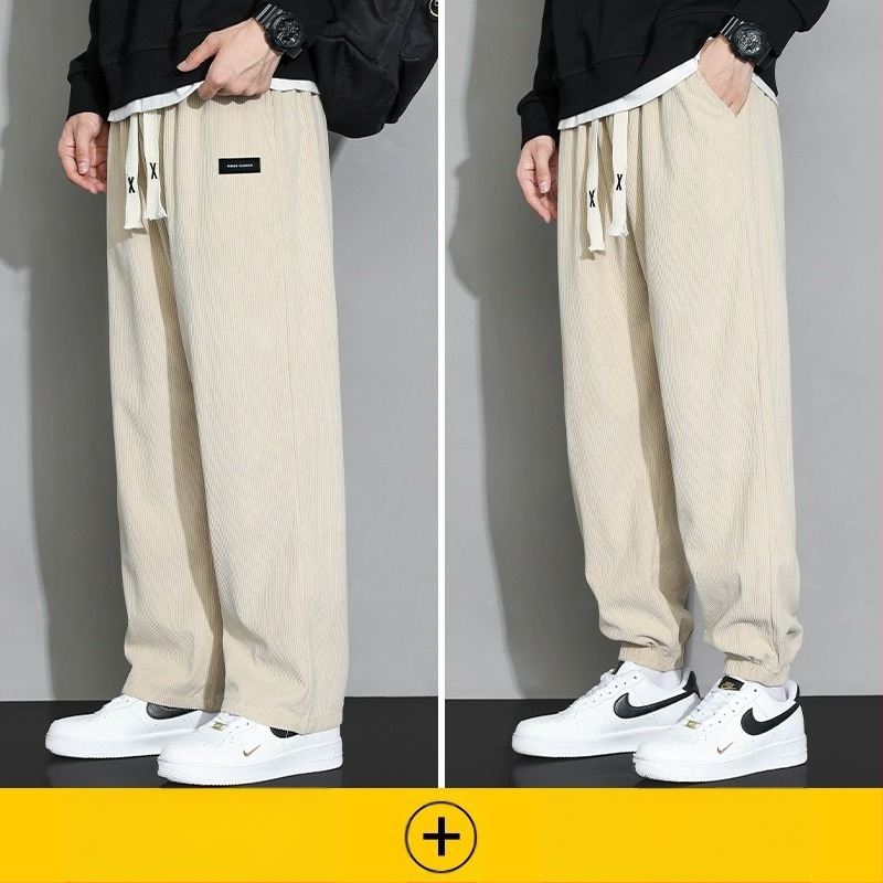 Meeste rähni velvetist püksid 2025. aasta suvel uued lahtised sirged dressipüksid sportlikud vabaaja pikad püksid