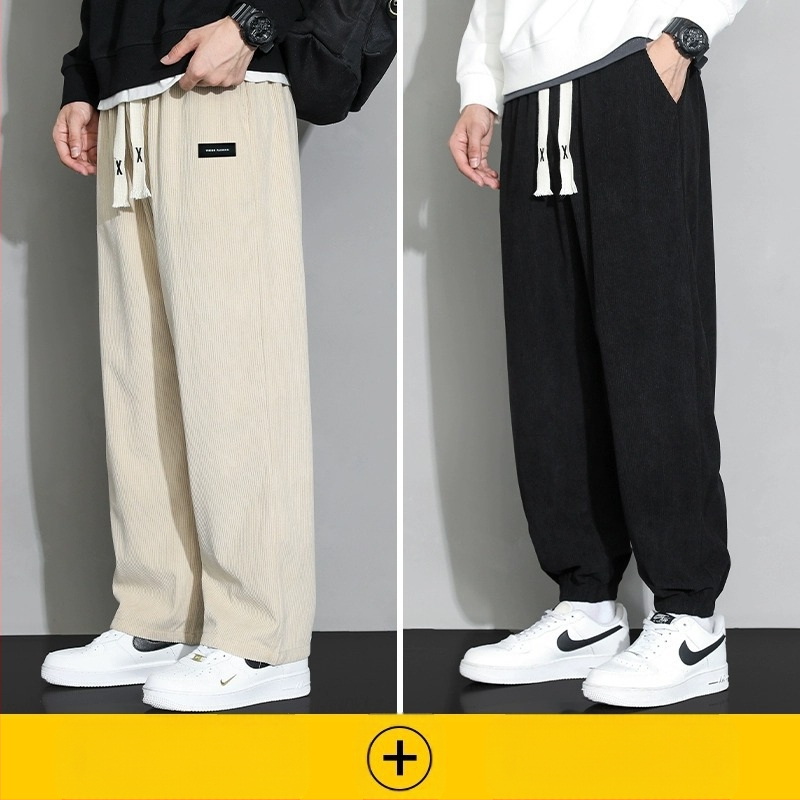 Meeste rähni velvetist püksid 2025. aasta suvel uued lahtised sirged dressipüksid sportlikud vabaaja pikad püksid