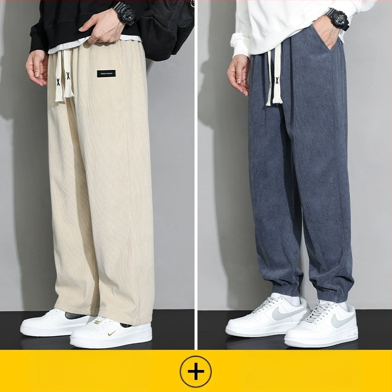 Meeste rähni velvetist püksid 2025. aasta suvel uued lahtised sirged dressipüksid sportlikud vabaaja pikad püksid