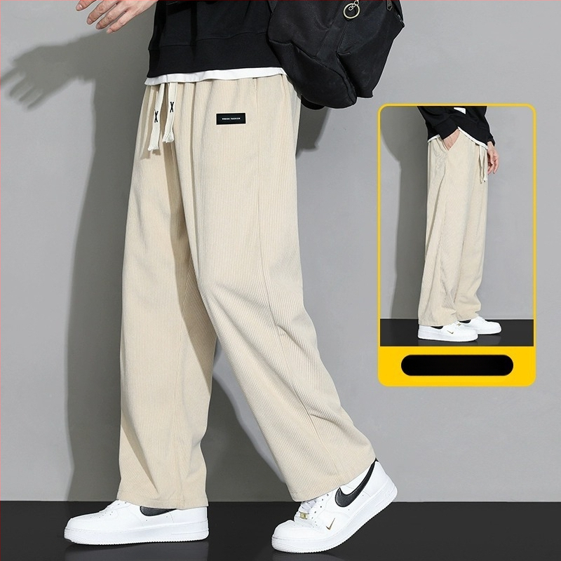 Meeste rähni velvetist püksid 2025. aasta suvel uued lahtised sirged dressipüksid sportlikud vabaaja pikad püksid