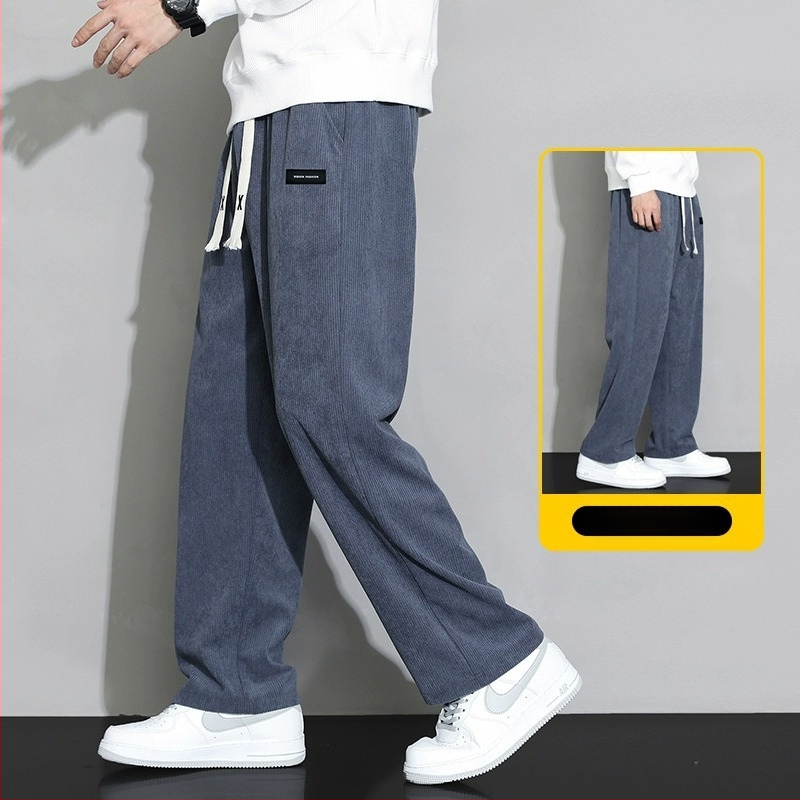 Meeste rähni velvetist püksid 2025. aasta suvel uued lahtised sirged dressipüksid sportlikud vabaaja pikad püksid