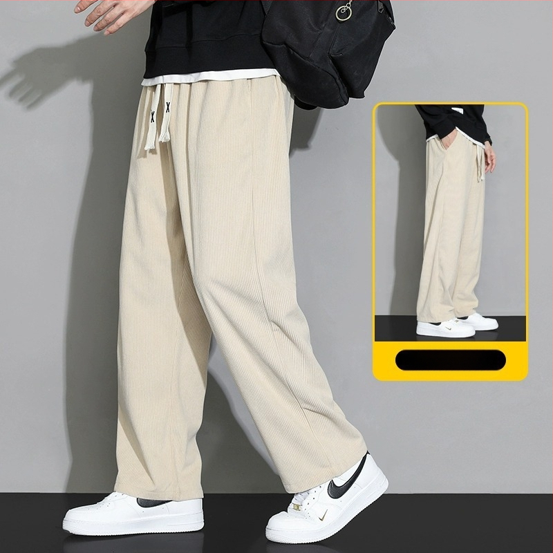 Meeste rähni velvetist püksid 2025. aasta suvel uued lahtised sirged dressipüksid sportlikud vabaaja pikad püksid