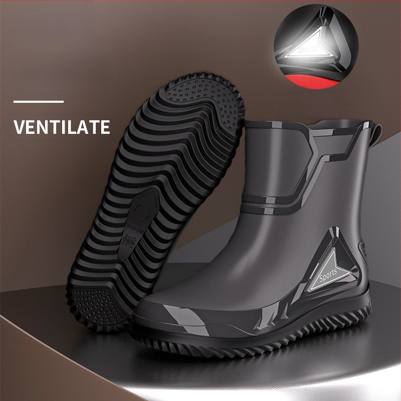 Väliskaubanduse Briti moe meeste keskmise suurusega vihmasaapad, ööpeegeldavad integreeritud pingutusnööriga veekindlad kingad, libisemiskindlad meeste vihmasaapad, kalastuskingad