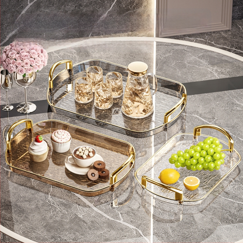 Kerge luksuslik plastkandik käepidemega, kahe kõrvaga kõrgekvaliteediline majapidamistee kandik, õhtusöögikandik, ärirestorani paksendatud suur kandik