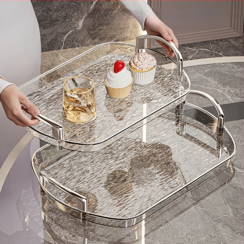 Kerge luksuslik plastkandik käepidemega, kahe kõrvaga kõrgekvaliteediline majapidamistee kandik, õhtusöögikandik, ärirestorani paksendatud suur kandik