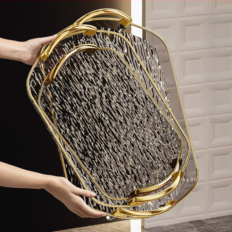 Kerge luksuslik plastkandik käepidemega, kahe kõrvaga kõrgekvaliteediline majapidamistee kandik, õhtusöögikandik, ärirestorani paksendatud suur kandik